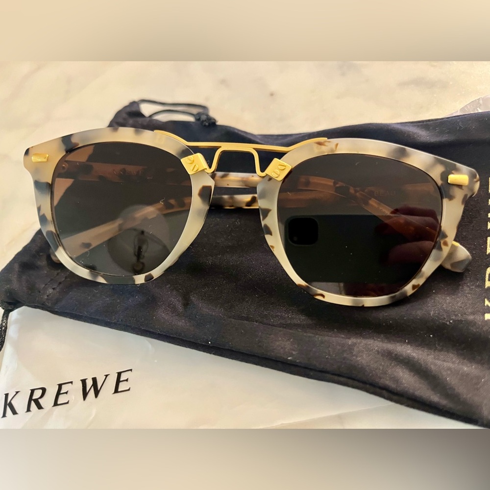 KREWE Beau Matte Oyster 24k Polarized Sunglasses